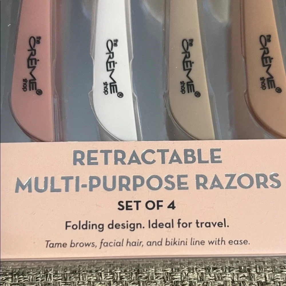 The Crème Shop Retractable Multi-Purpose Razors Set of 4, Compact, Convenient